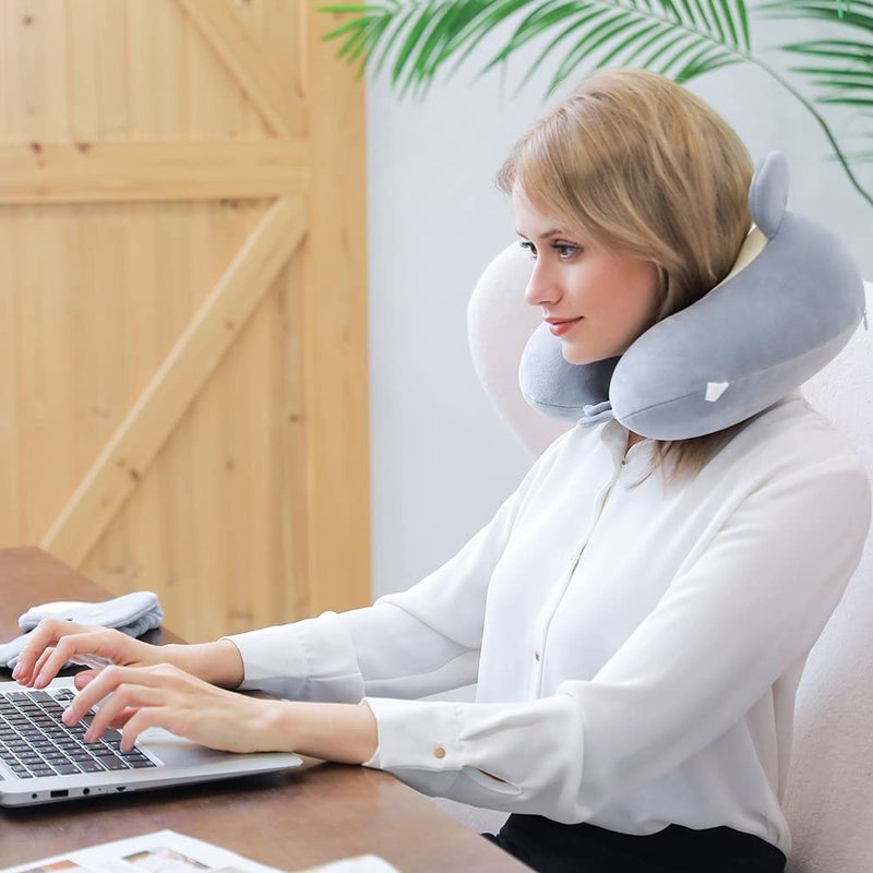 Umerci وسادة سفر أوميرسي، وسادة رقبة من رغوة الذاكرة مع دعم رأس بزاوية 360 درجة، وسادة طائرة مريحة مع حقيبة تخزين، وسادة سفر خفيفة الوزن للنوم، السيارة، القطار، الحافلة واستخدام المنزل (كوالا) - Image 4